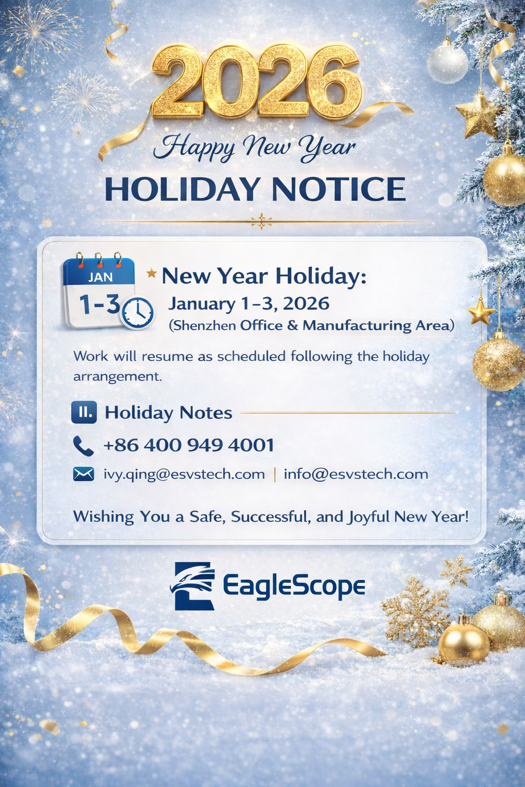 New Year Holiday Arrangement 2026